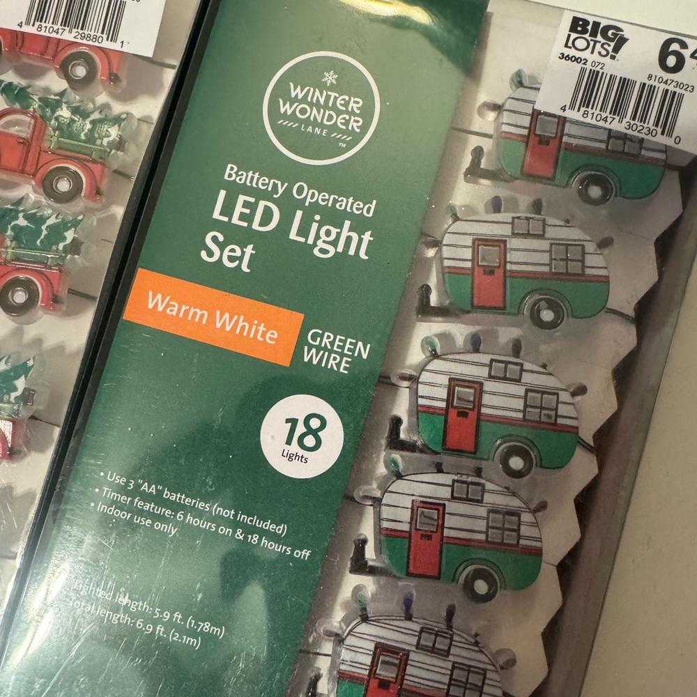 Battery Operated LED Vintage Camper and Red Truck String Lights with Timer NEW - Picture 3 of 7